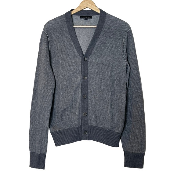 Banana Republic Other - Banana Republic Mens Button Front Deep V Neck Cardigan Sweater Size M Gray